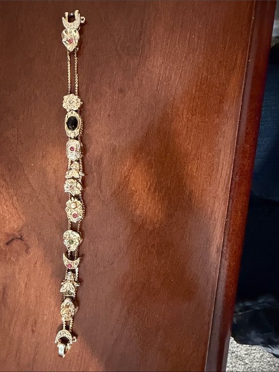 Gold-Tone slide Link Bracelet with Black and Pink Accents